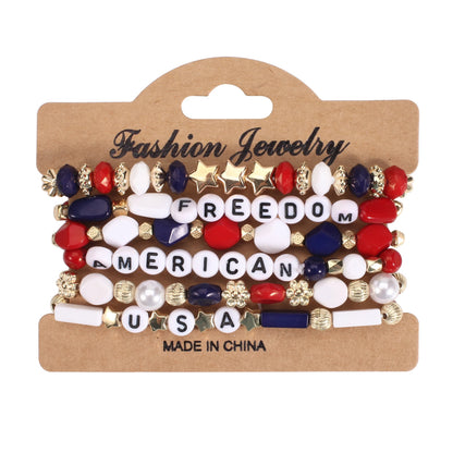 4th of July Independence Day St.Patrick’s Day Bracelets for Women Girls Charm Bracelet Beaded Stretch Bracelet