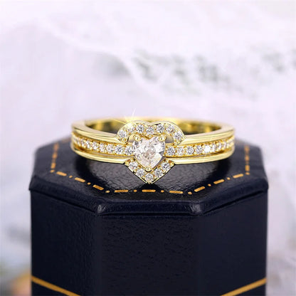 Romantic Heart Zirconia Wedding Band (Women’s Cute/Romantic Love Ring)