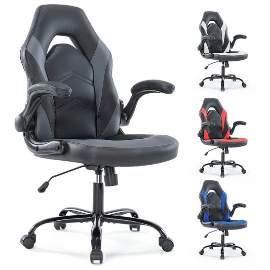Office Desk  Computer Chair Ergonomic Adjustable PU Leather Racing Flip-up Armrest  JHK