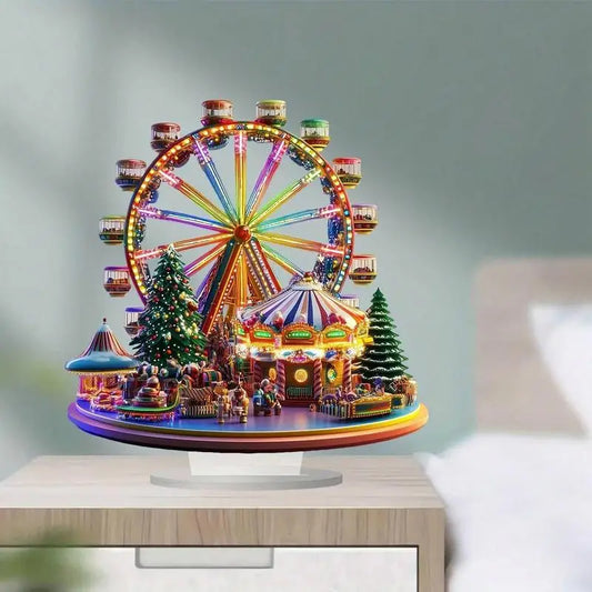 Christmas Ferris Wheel Decoration 2D Desktop Acrylic Ferris Wheel Shelf For Home Holiday Party Desktop Christmas Ornaments