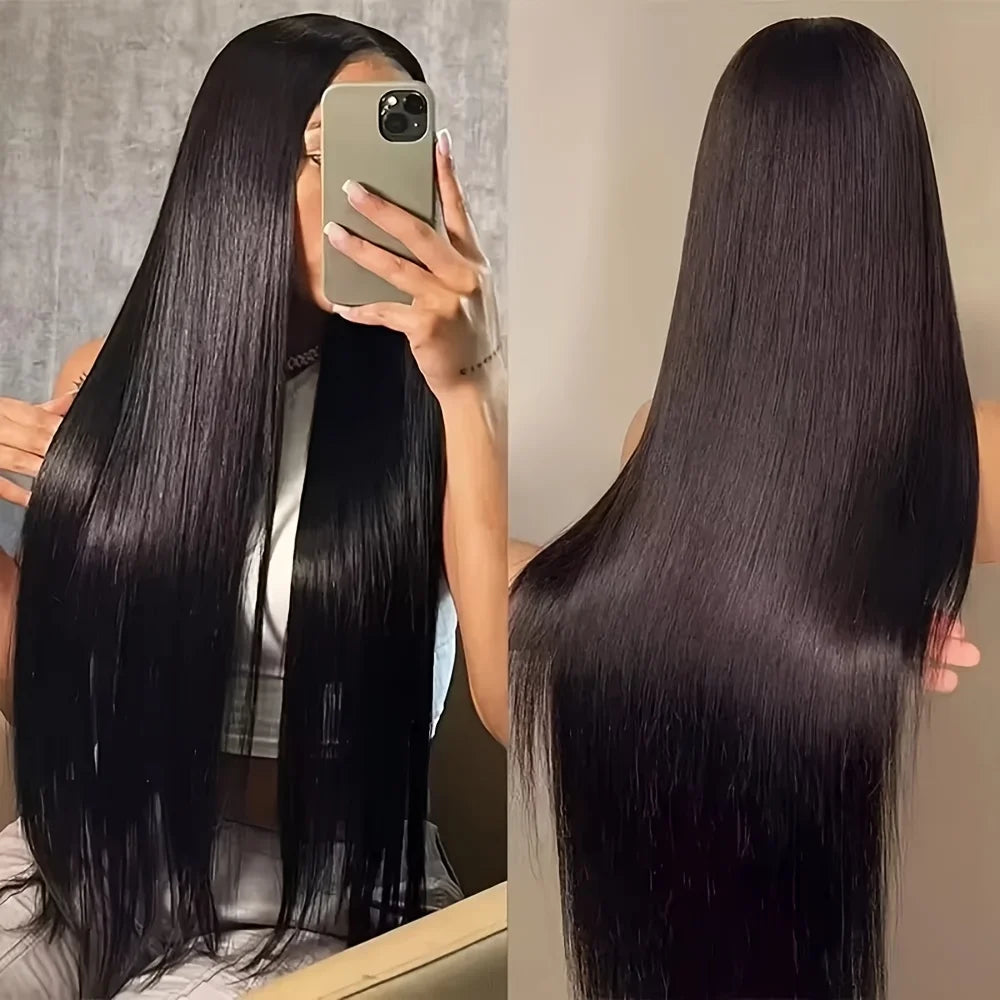 13×6 HD Transparent Straight Lace Front Wig (200% Density · Glueless · Pre‑Plucked)