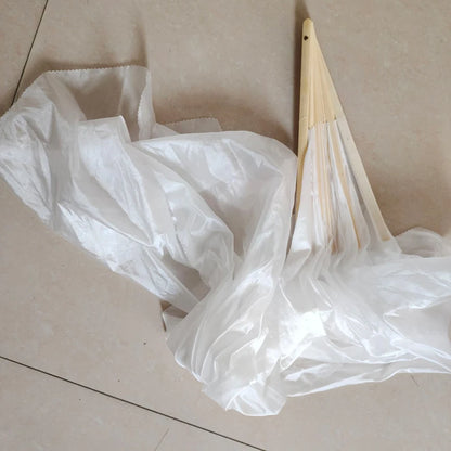 150cm Long Bamboo Silk Veil Fan With LED Light   Stage Performance Dance Costumes