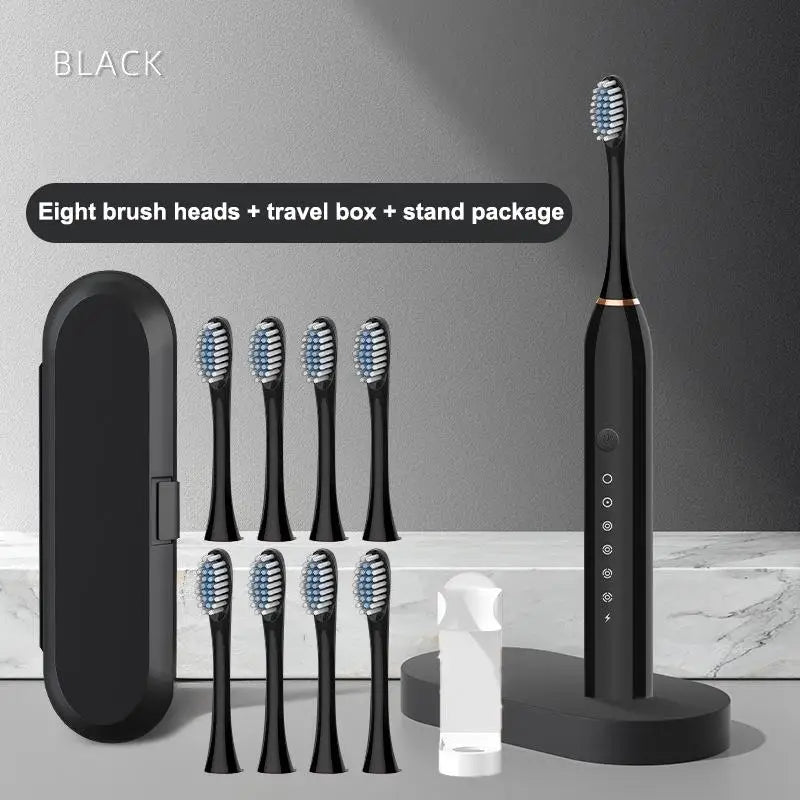Electric Ultrasonic Toothbrush Set (Six‑Speed, Waterproof, USB Charging, Adult Tooth Cleaner)