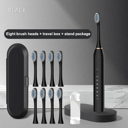 Electric Ultrasonic Toothbrush Set (Six‑Speed, Waterproof, USB Charging, Adult Tooth Cleaner)