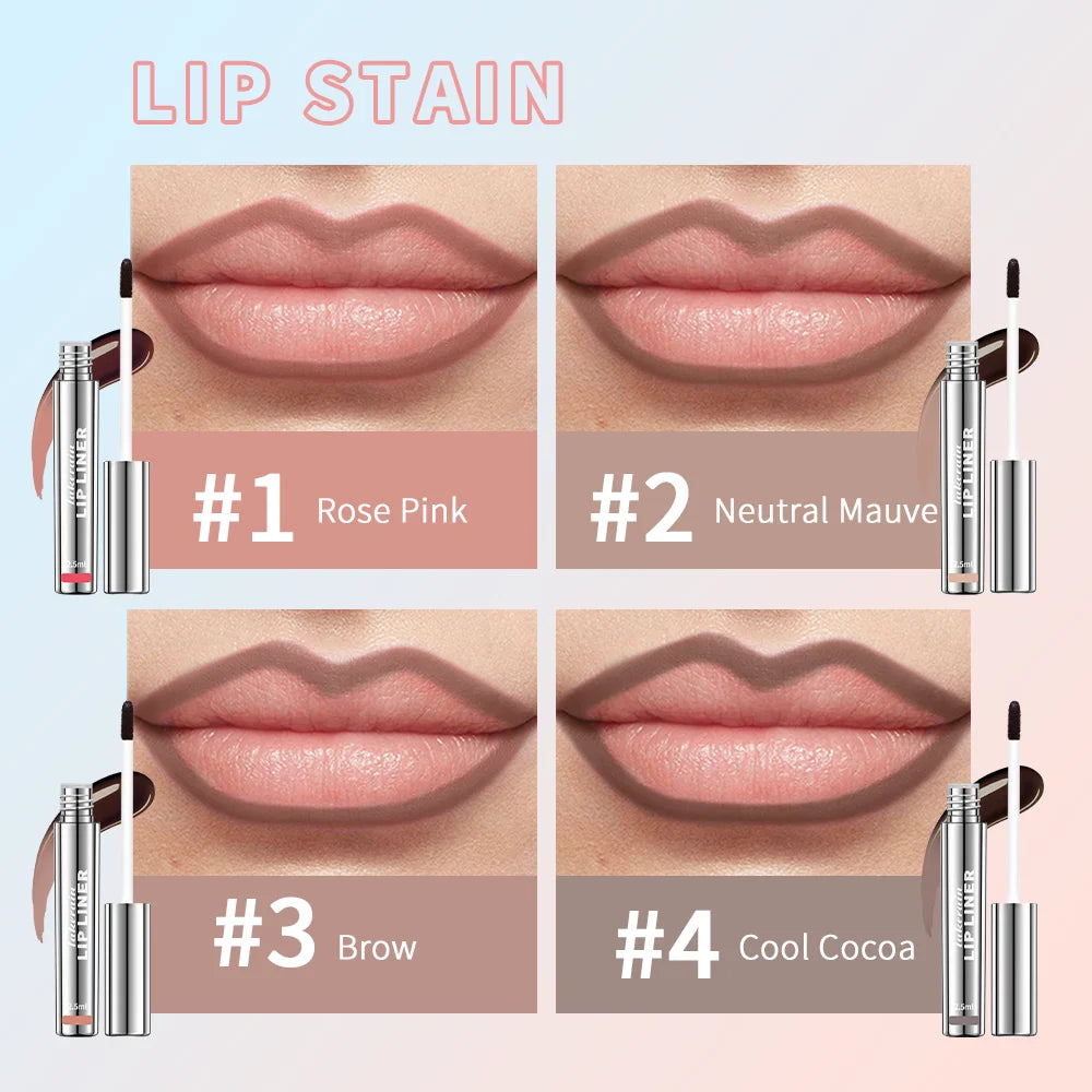 4 Colors Peel-Off Lip Liner, Waterproof, Transfer-proof Lipstick, Tattoo Waterproof, Long-Lasting Matte Velvet Lip Tint