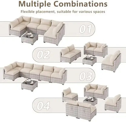 7‑Piece Outdoor Wicker Sectional Patio Furniture Set