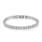 S925 Sterling Silver Tennis Bracelet – 4mm Zirconia, Adjustable 16–20cm, Simple Fashion Engagement & Wedding Jewelry