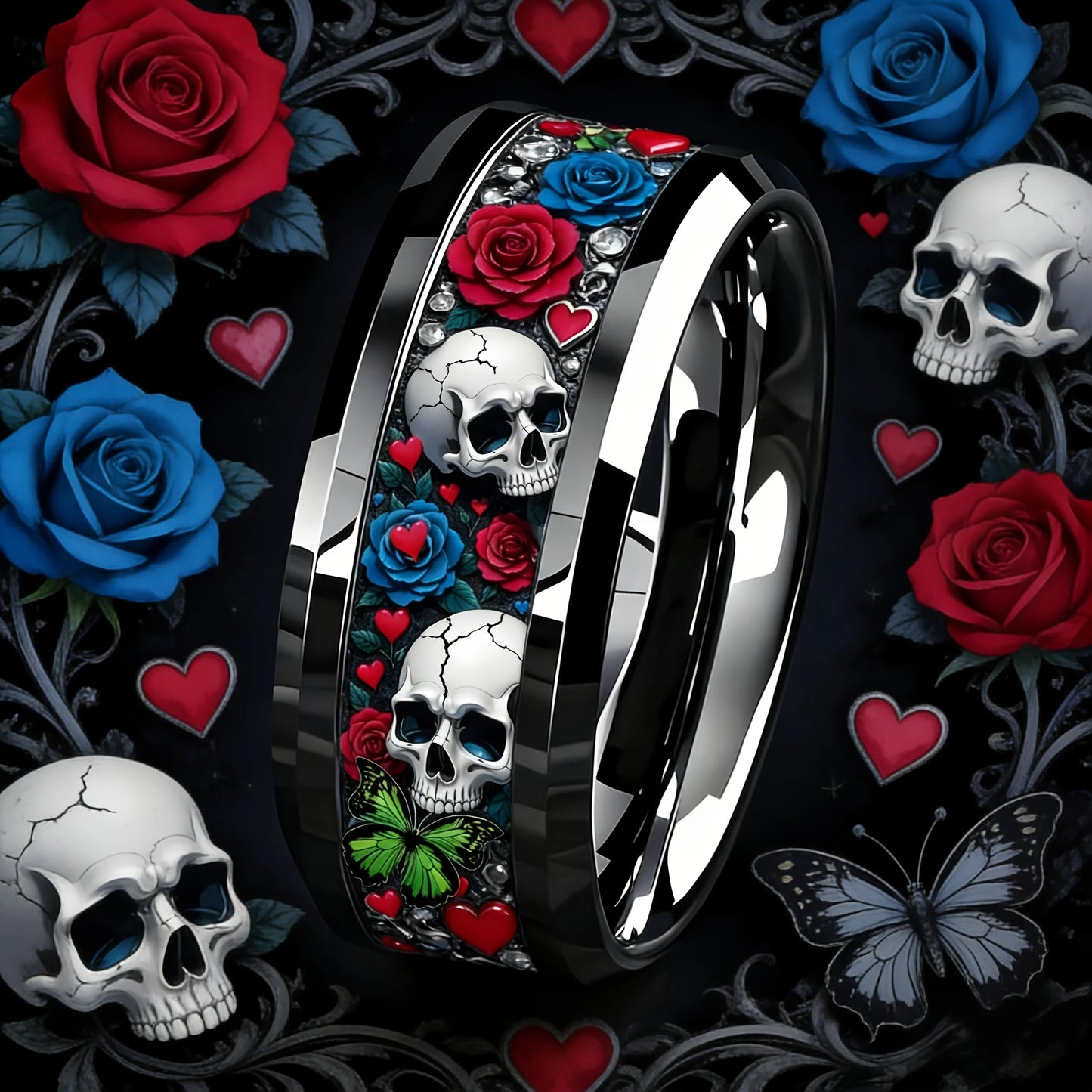 8mm Stainless Steel Ring skull design