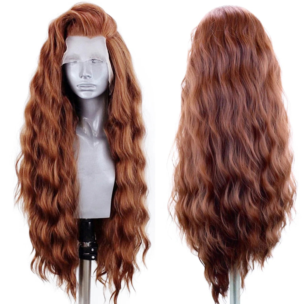 AIMEYA Synthetic Lace Front Wigs for Women Natural Hairline Long Brown Wig Pre Plucked Cosplay