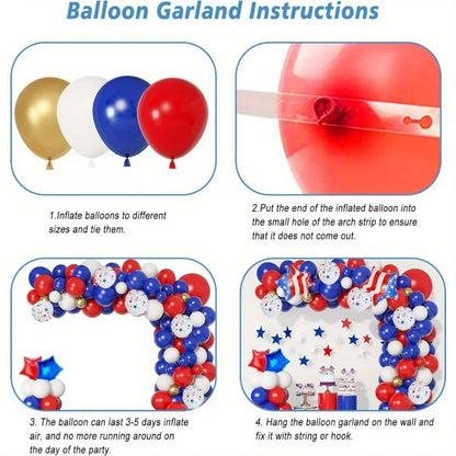 146PCS Independence Day Themed Balloon Garland Set for 4th of July Decorations, Patriotic Day Parties, USA Day Decorations