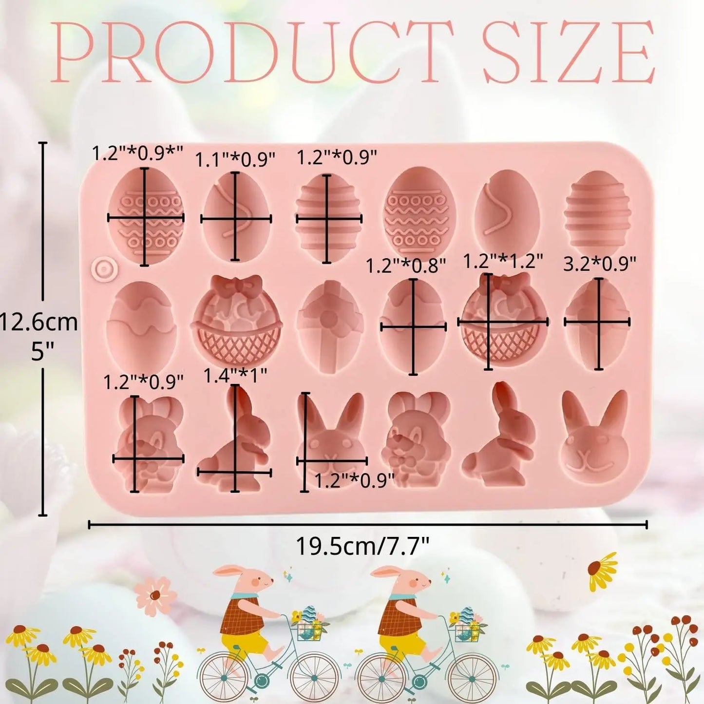 Easter Silicone Chocolate Mold – 18‑Cavity Egg, Bunny, Rabbit & Basket Shapes for Candy & Jelly
