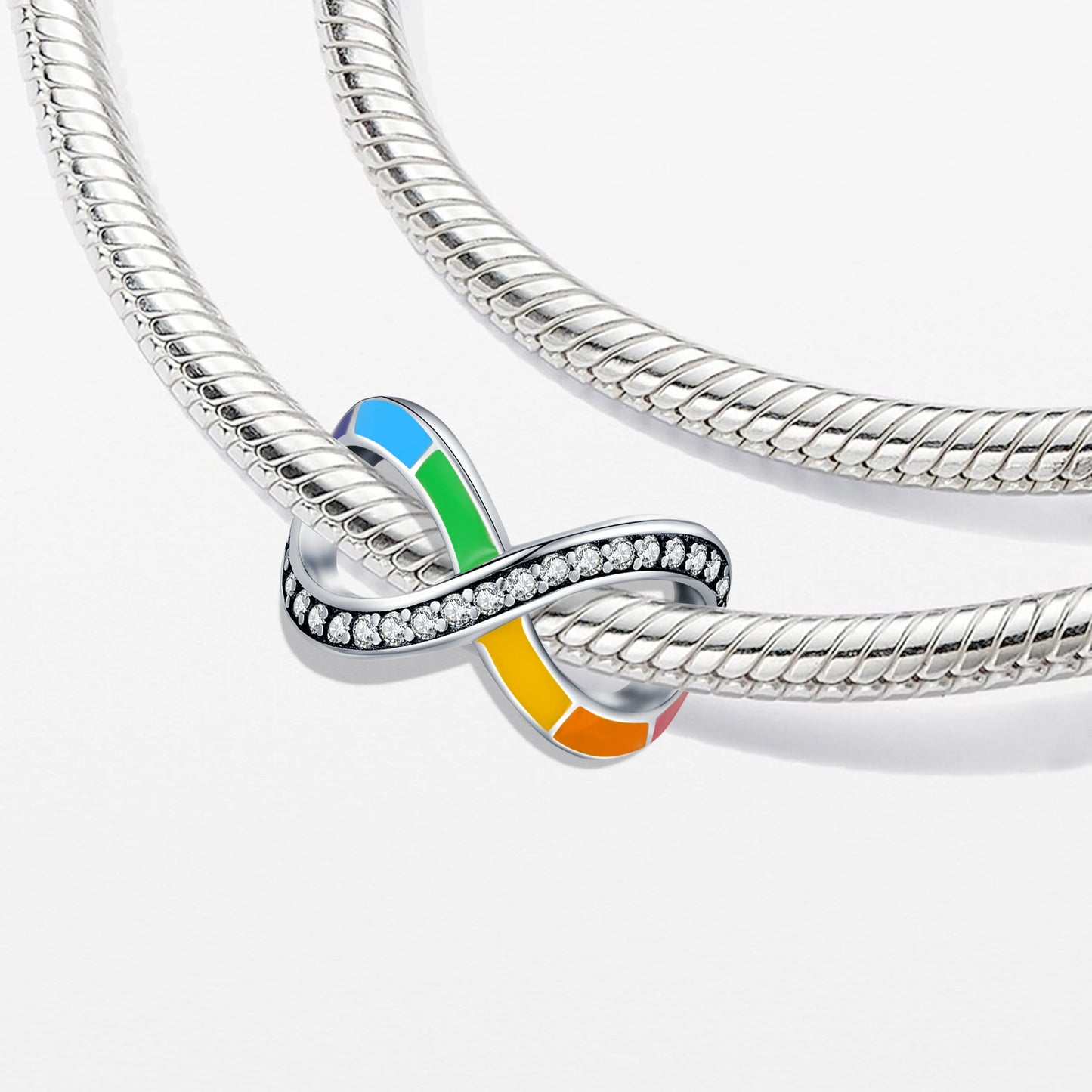 925 Sterling Silver Rainbow Heart Charm