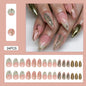 24pcs White Flower Fake Press on Nail Tips Yellow Pink Blush Full Cover Almond Shaped