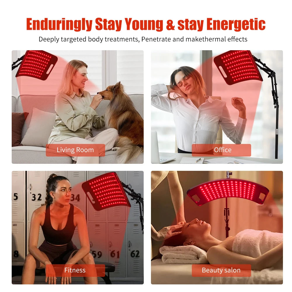 Red Light Therapy Panel – 660nm/850nm Near‑Infrared Lamp with Adjustable Stand & Timer
