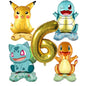 5pcs Pokémon Cartoon Balloon Number Set (Pikachu · Charmander · Squirtle · Bulbasaur)