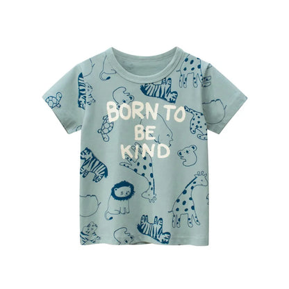 2-8 Years Summer Children Boys T-shirts Cartoon Printed Letter Baby Boy Short Sleeve Tops Kids T Shirts Toddler Clothes
