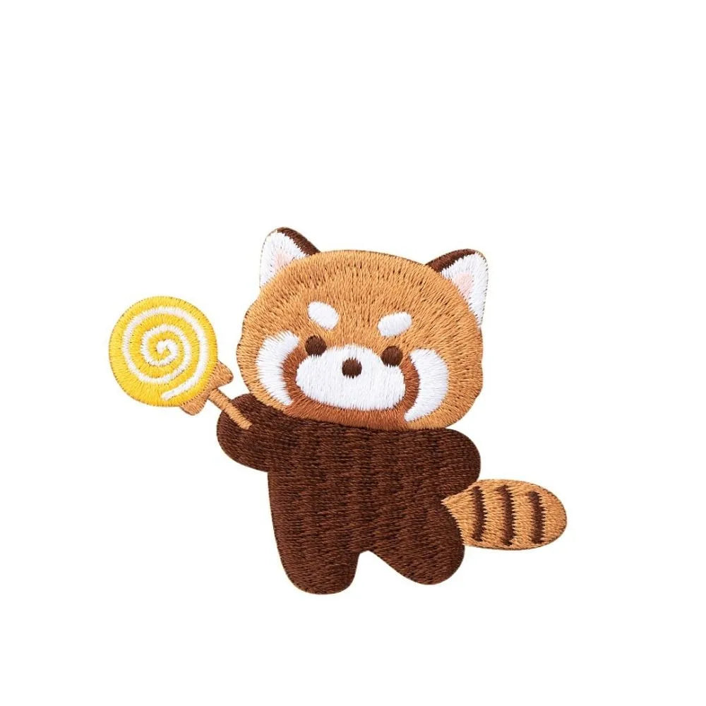 Cute Red Panda Embroidered Patch – Iron‑On Sticker for Kids Clothes