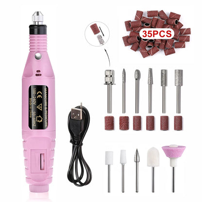 Professional Electric Nail Drill Machine Set – Manicure Milling Cutters & Strong Nail Polishing Tool
