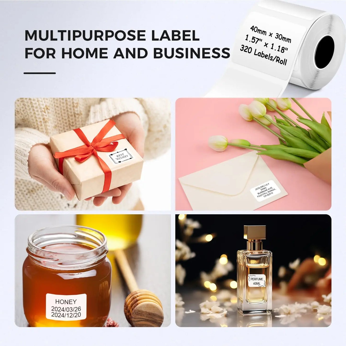 Phomemo M110/M220 40x30mm Thermal Labels - Self-Adhesive Waterproof Gloss Stickers for  Business/Barcode/Packaging/Office Use