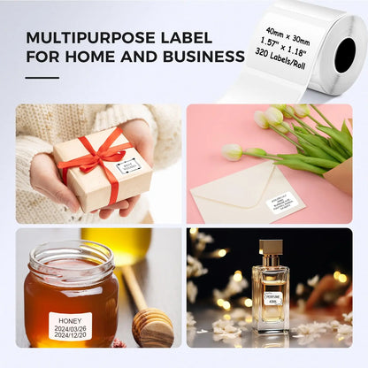 Phomemo M110/M220 40x30mm Thermal Labels - Self-Adhesive Waterproof Gloss Stickers for  Business/Barcode/Packaging/Office Use