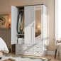 Tall 3‑Door Armoire Closet with Mirror & Drawers – White