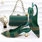Italian Design Party Shoes with Matching Clutch Bag, Perfect for African Weddings and Women’s Heel Shoes and Bag Sets for Parties.