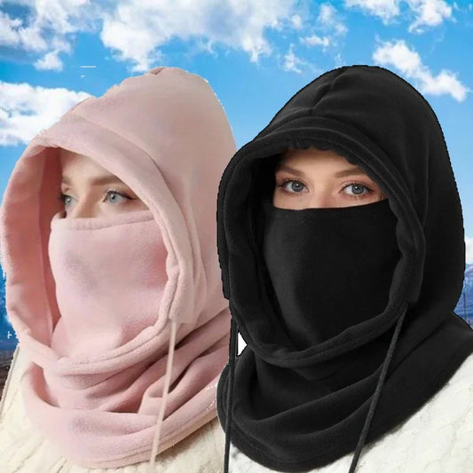 Winter Hooded Scarf - Warm Neck Gaiter with Hood for Outdoor Activities