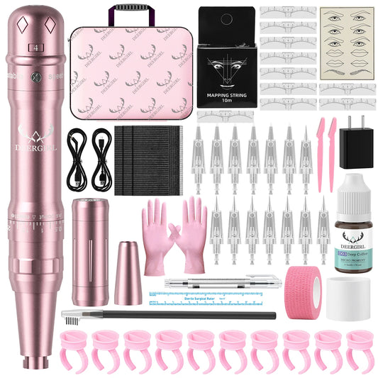 DM Wireless Permanent Makeup Machine Kit Micropigmentation Microblading Pen Eyebrow Tattoo Kit With Ink 15PCS Eyebrow Needles