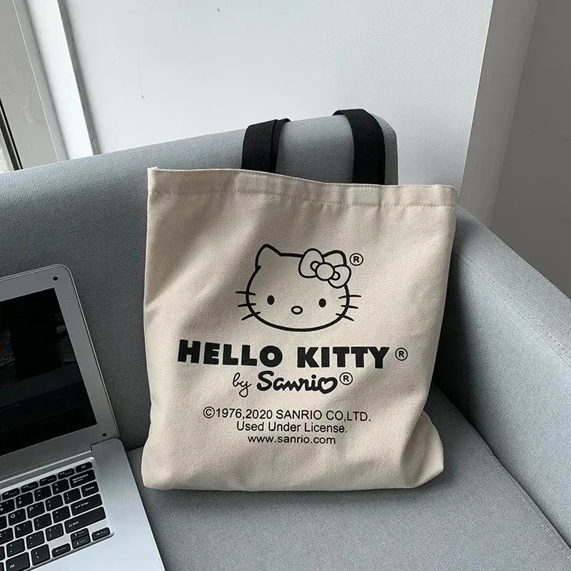 Hello Kitty Canvas Shoulder Bag (Large Capacity, Kawaii Daily Commuting Tote)