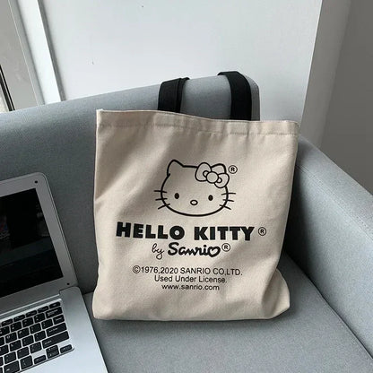 Hello Kitty Canvas Shoulder Bag (Large Capacity, Kawaii Daily Commuting Tote)