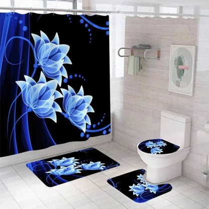 Purple Rose Shower Curtain Polyester Bath Curtain Set 3D Print 180x180 Bathroom Curtain Colorful Flowers Home Decor Dropshipping