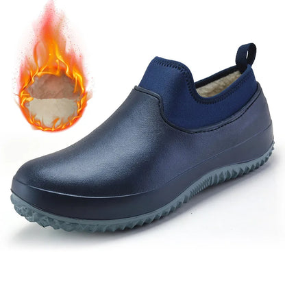 Mens Kitchen Working Shoes Non-slip Waterproof Chef Shoes Casual Unisex Work Shoes Water Shoes Rain Cotton Boots Plus Size 35-47