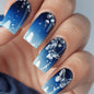 24pcs Gold Stripe Press‑On Nails – Long Square Full Cover Tips