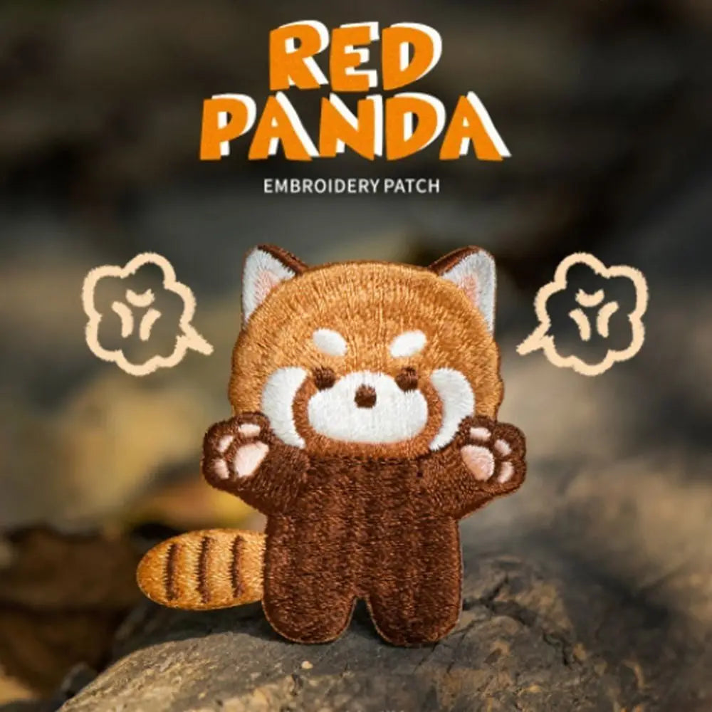 Cute Red Panda Embroidered Patch – Iron‑On Sticker for Kids Clothes