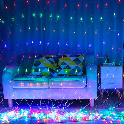 LED Net Mesh Fairy Lights – Outdoor Waterproof Curtain String Lights (Multiple Sizes, 110V/220V)