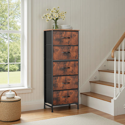 48" Bedroom Dresser with 5 Fabric Drawers