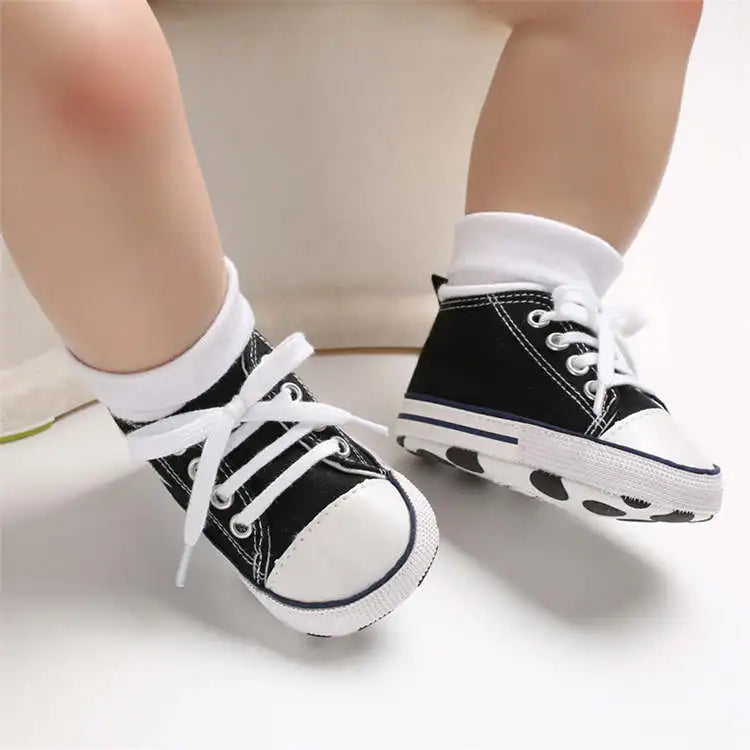 Baby Classic Canvas Sports Shoes Gender Free First Pair of Toddler Baby Shoes Non Slip Soft Soles Newborn Baby Crib Shoes