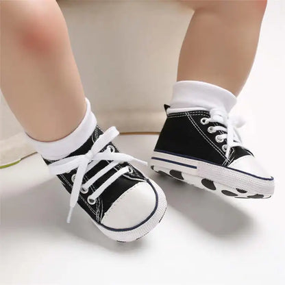 Baby Classic Canvas Sports Shoes Gender Free First Pair of Toddler Baby Shoes Non Slip Soft Soles Newborn Baby Crib Shoes