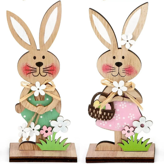 Wooden Easter Standing Rabbit – Spring Table Ornament Decor