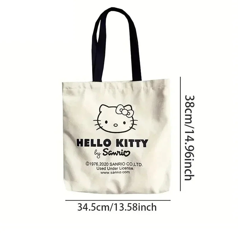 Hello Kitty Canvas Shoulder Bag (Large Capacity, Kawaii Daily Commuting Tote)