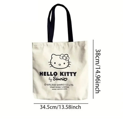 Hello Kitty Canvas Shoulder Bag (Large Capacity, Kawaii Daily Commuting Tote)