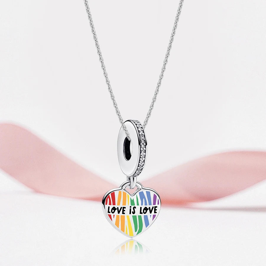 925 Sterling Silver Rainbow Heart Charm