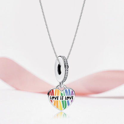 925 Sterling Silver Rainbow Heart Charm
