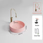 Pink Ceramic Vessel Sink – Modern Countertop Basin with Drain