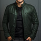 Men's Biker Leather Jacket Stand-up Collar Punk Leather Jacket Men