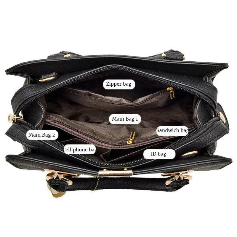 Women’s Large PU Shoulder Bag – Portable Bucket Crossbody Tote