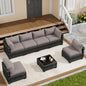 7‑Piece Wicker Rattan Patio Sofa Set with Coffee Table & Cushions