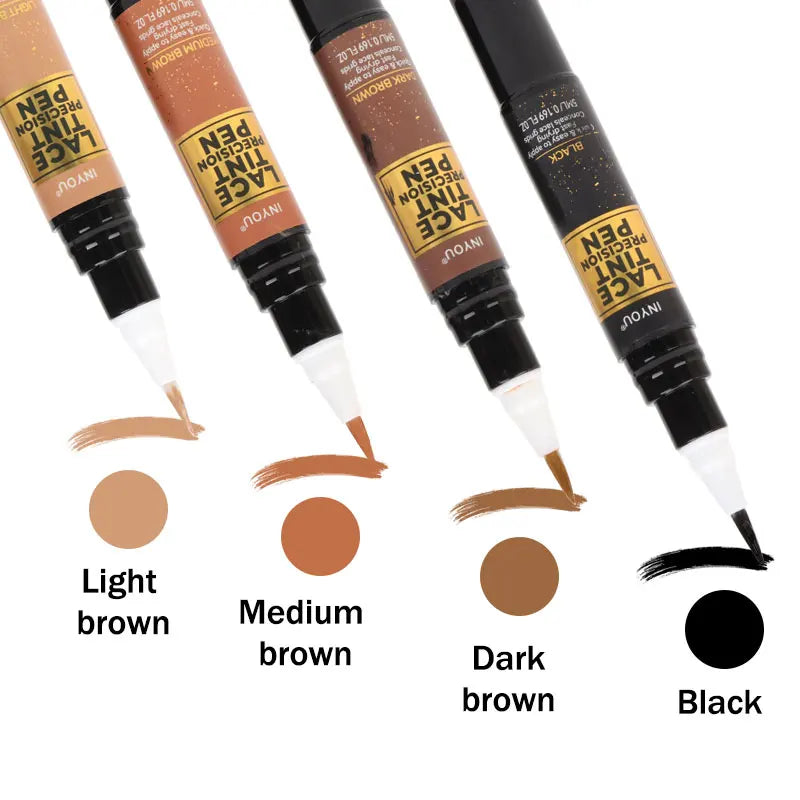 Lace Tint Pen Tinted Lace Precision Parting Pen Black Medium Dark Light Brown 5Ml 0.17Oz - Wig Lace Tint With Brush Applicatior