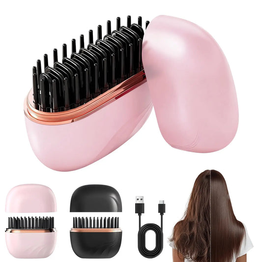 Mini Straightener Rechargeable Portable Hair Straightener Brush Anti-Scald Shell Cordless USB Charging Straighteners