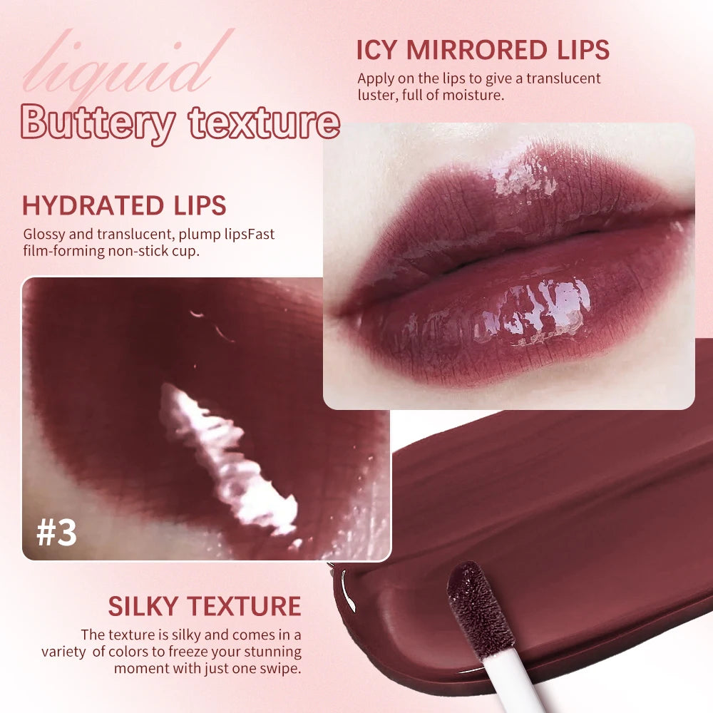 8ml Butter Non-stick Cup Gloss Lip Gloss Moisturizing Mirror Lip Gloss Lasting Color Lip glaze Dye Lip Liquid Makeup For Women